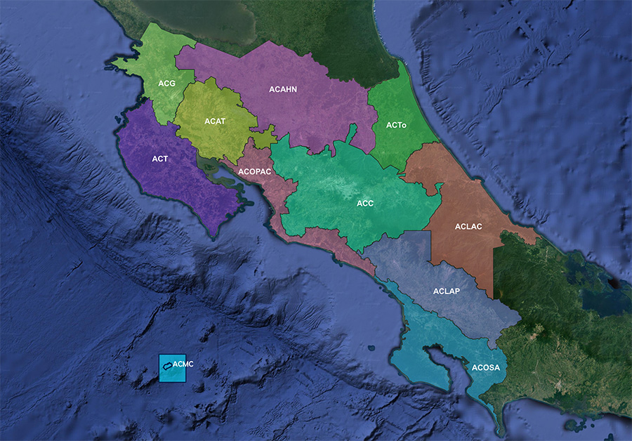 División territorial de las Áreas de Conservación